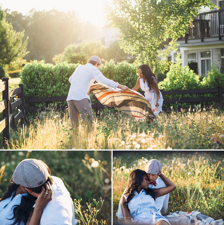 engagement inspiration blanket in a field