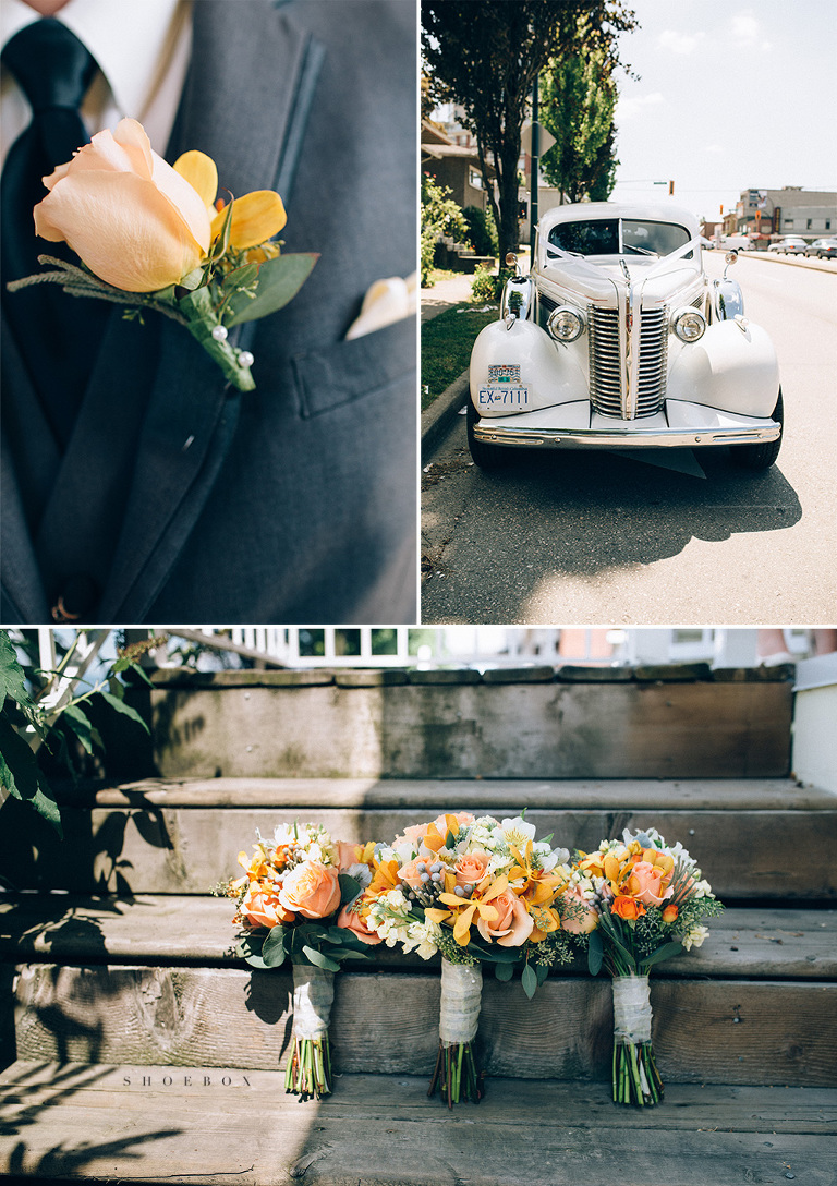 wedding day limo vintage car