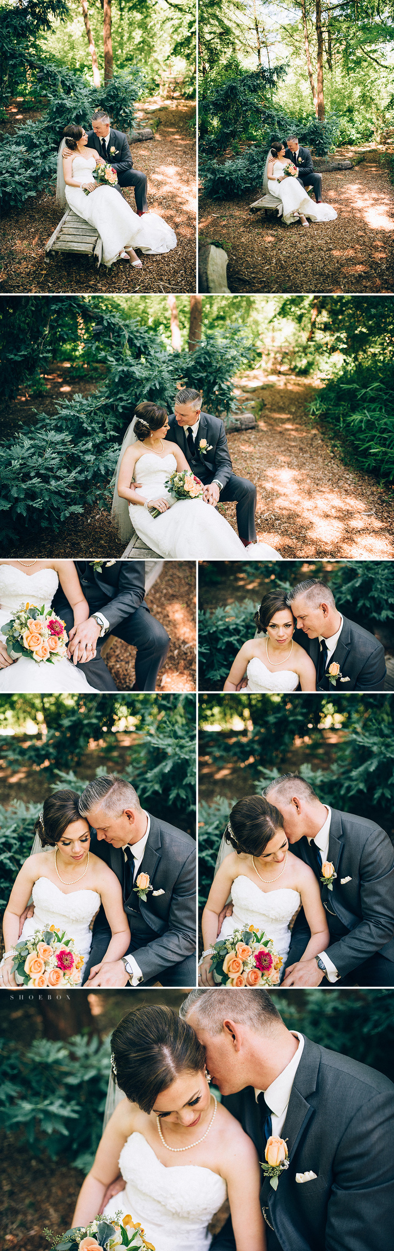 bride and groom portraits at van dusen gardens vancouver