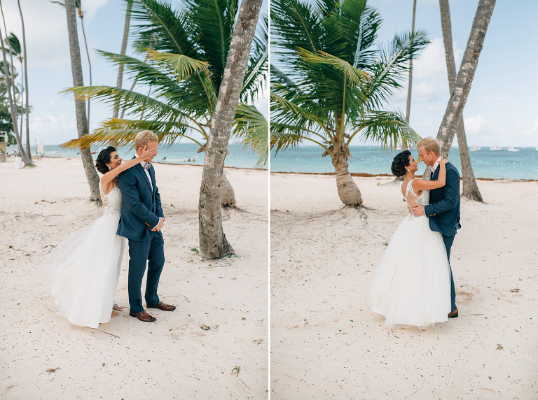 bride and groom first look