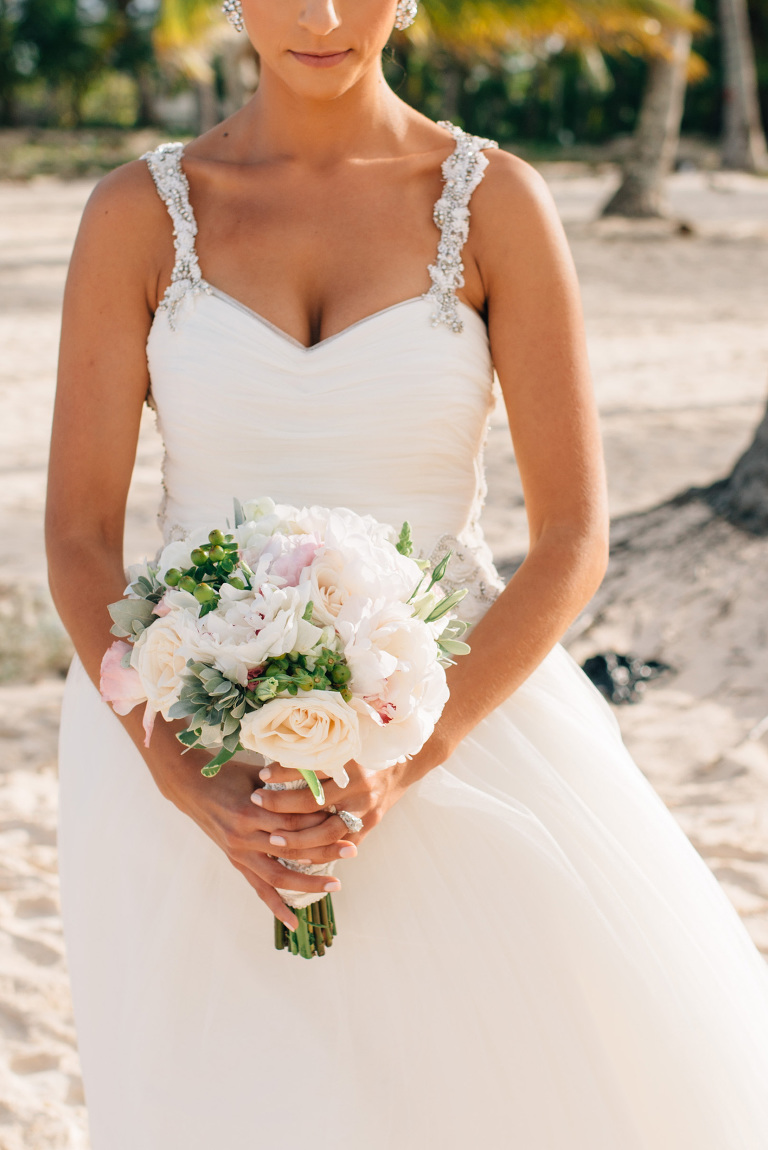 bridal bouquet romantic tropical wedding