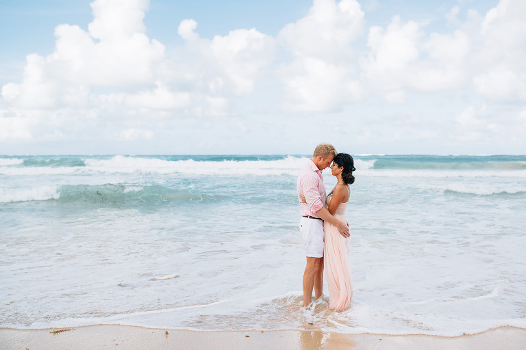 romantic portrait in the surf
