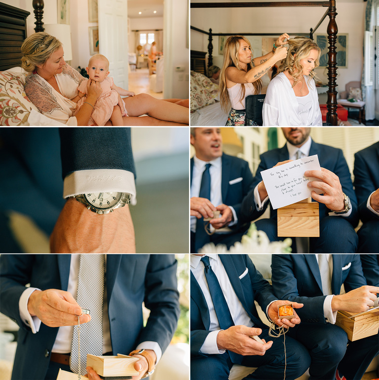 groom giving gifts