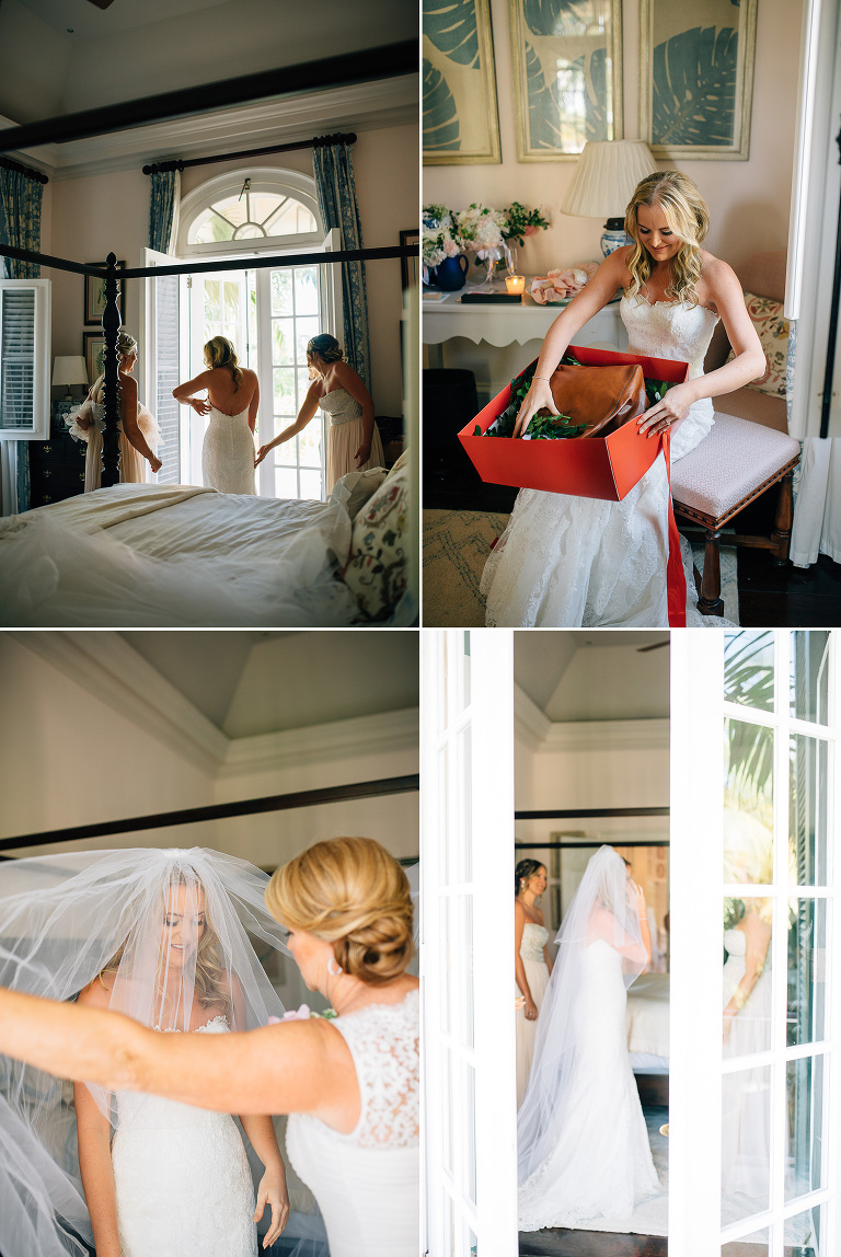 bride putting on her veil