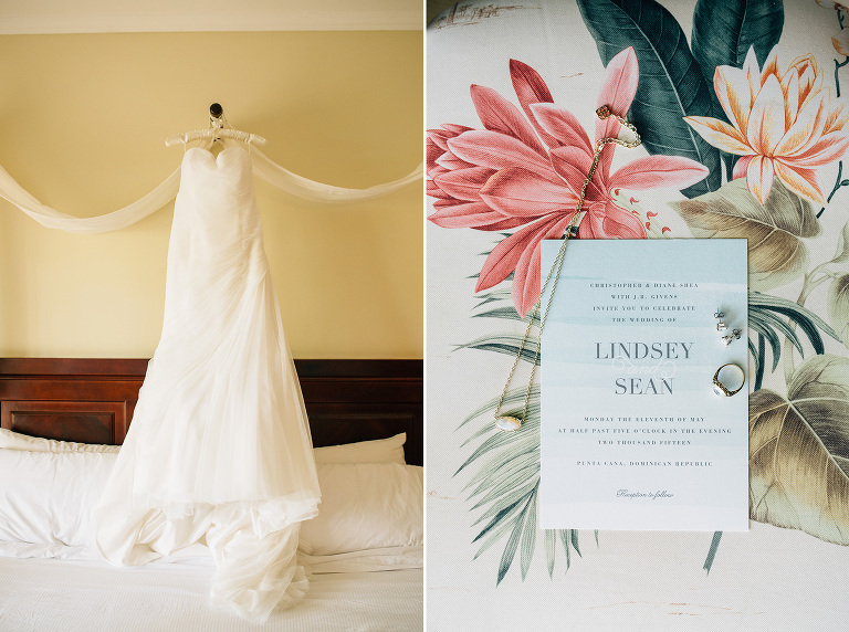 wedding dress and invitation