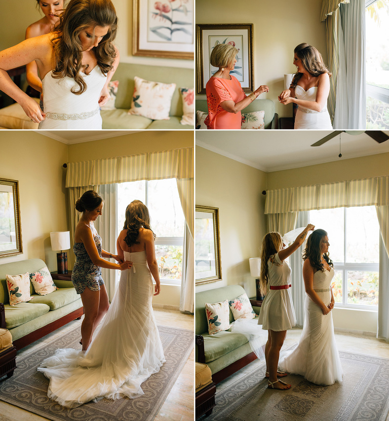 bride getting dressed