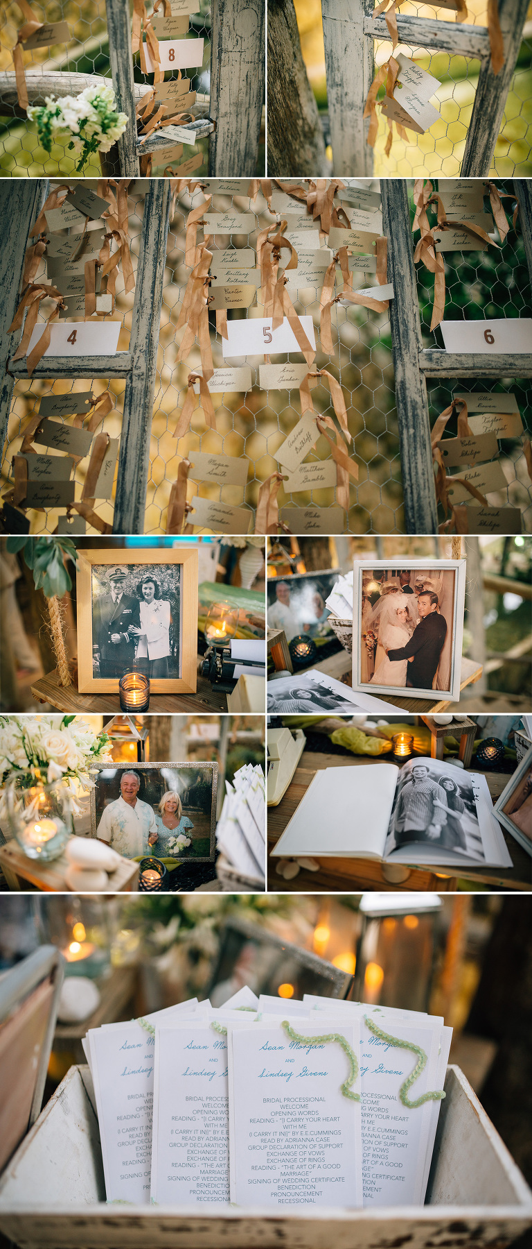 welcome table with family wedding pictures