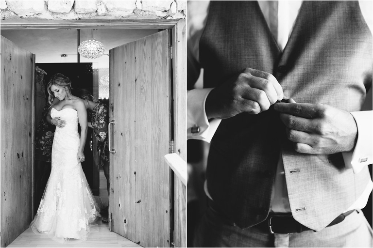bride and groom getting ready