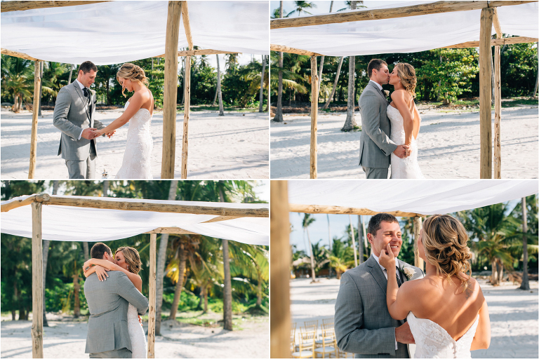 first look under ceremony arch