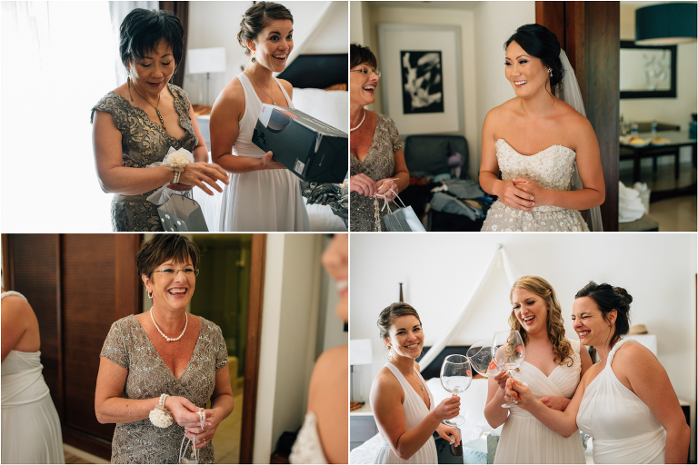 bride giving gifts to bridal party
