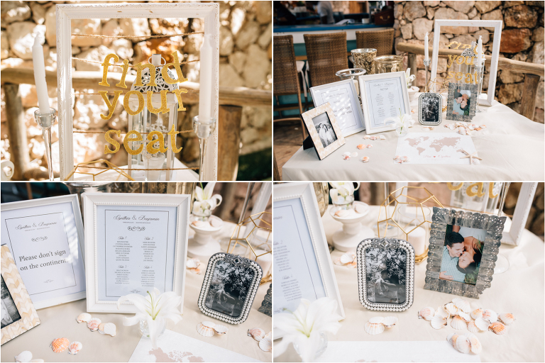welcome table at jellyfish wedding punta cana