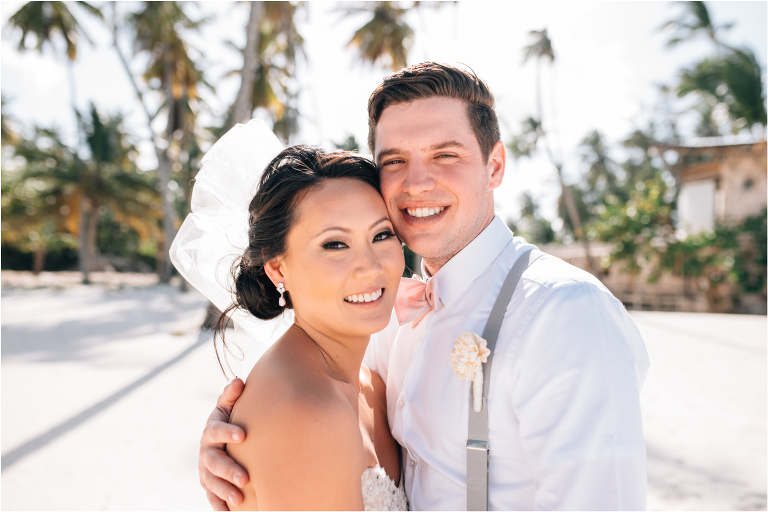 cute bride and groom portrait