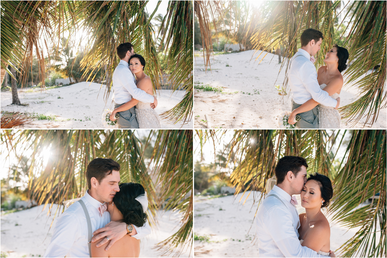 sweet wedding portraits in the palm trees