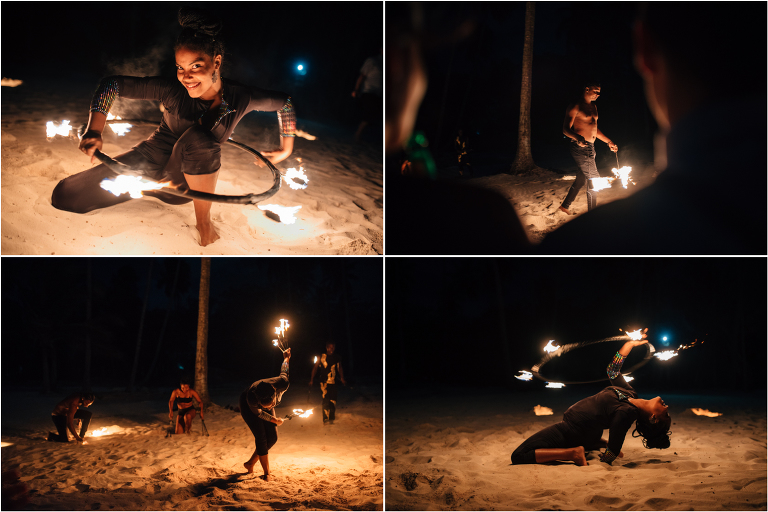 fire show at jellyfish wedding