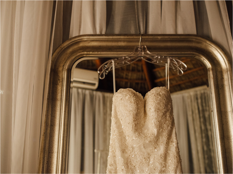 wedding gown in the early waking hours