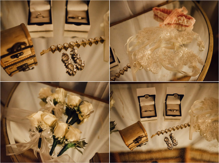 boutonnieres, wedding rings 