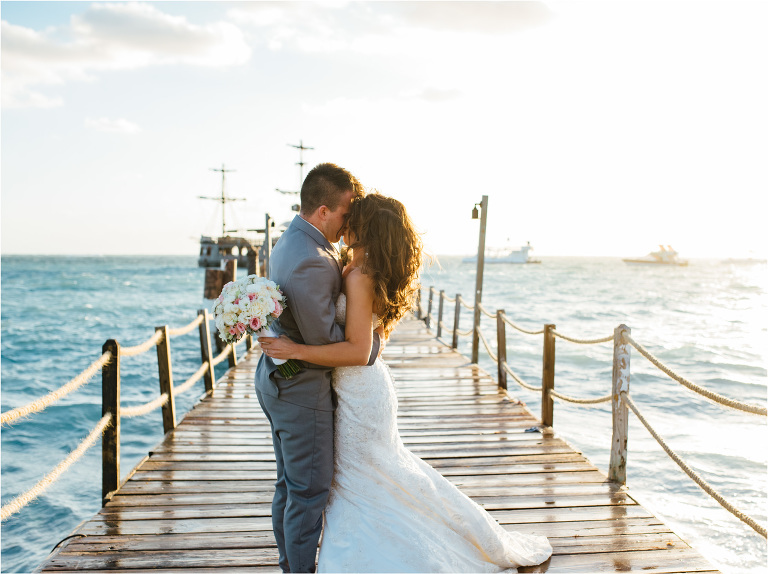 sunrise wedding portrait pier