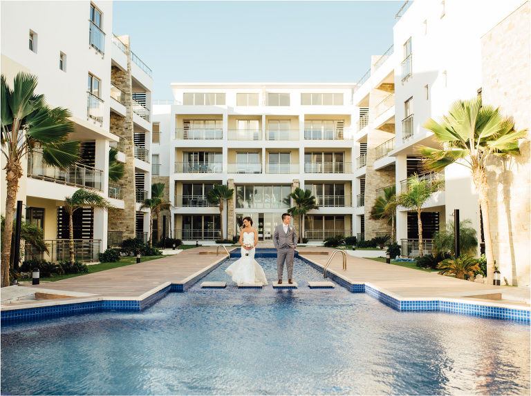 portraits over the pool