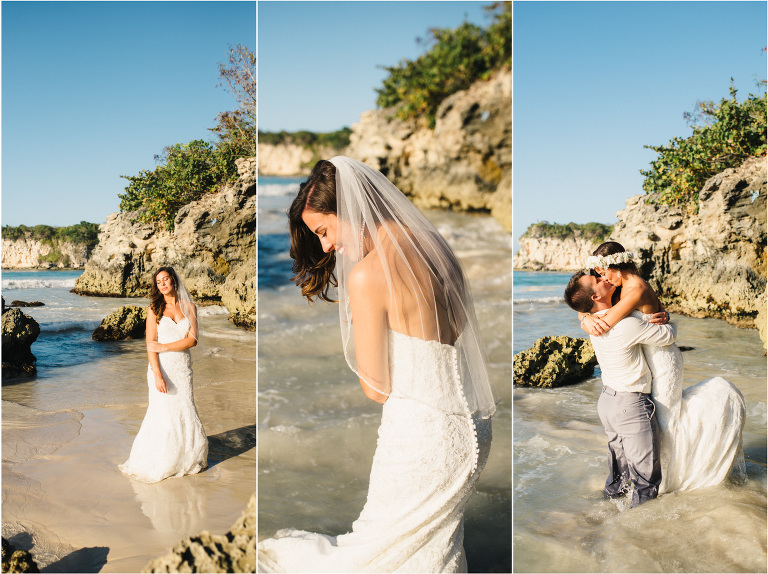 bride in the surf