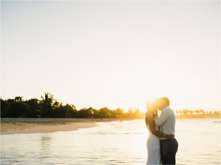 romantic portrait on the beach at sunset