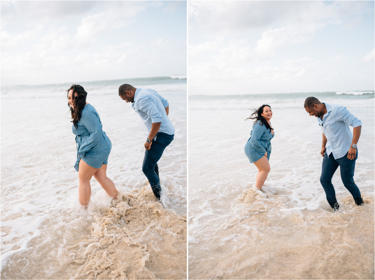 fun engagement session on the beach