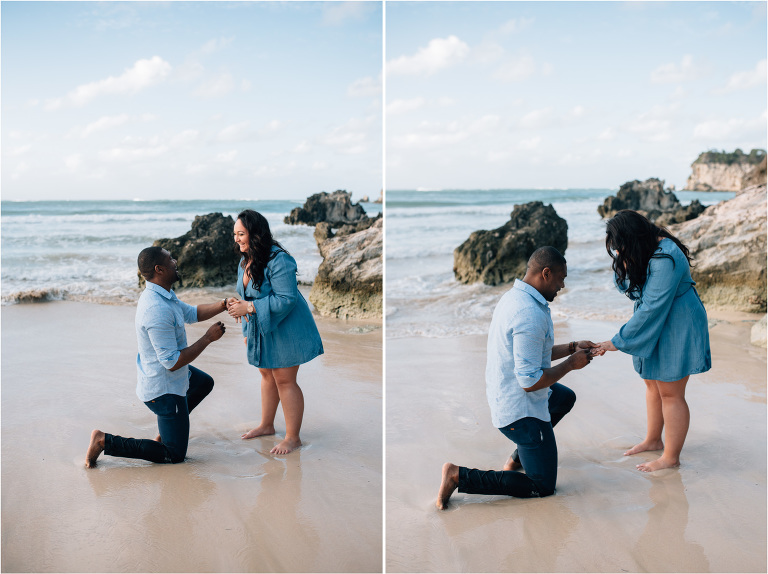surprise proposal on the beach