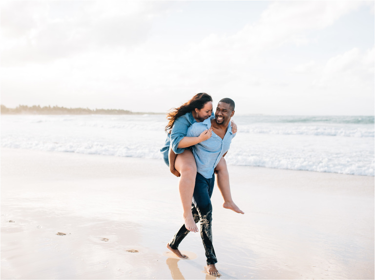 beach proposal shoot fun engagement shot