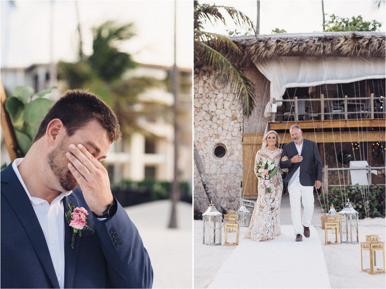 grooms reaction to bride walking down aisle