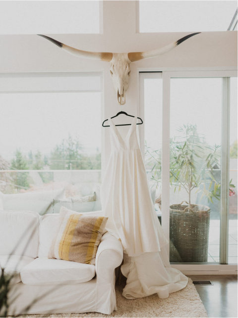 wedding dress detail shot animal skull