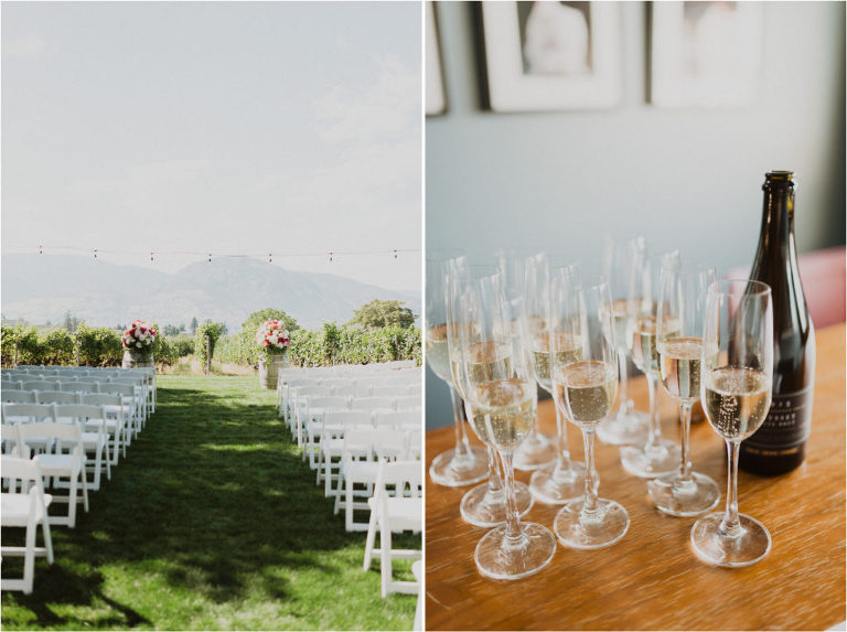 wedding day champagne ceremony okanagan winery wedding naramata bc penticton bc red rooster