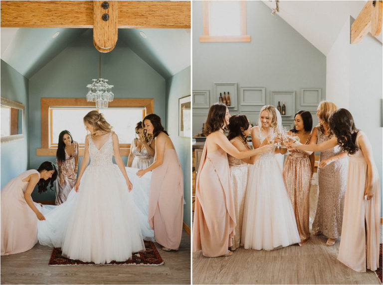 bride toasts on wedding day okanagan winery wedding naramata bc penticton bc red rooster